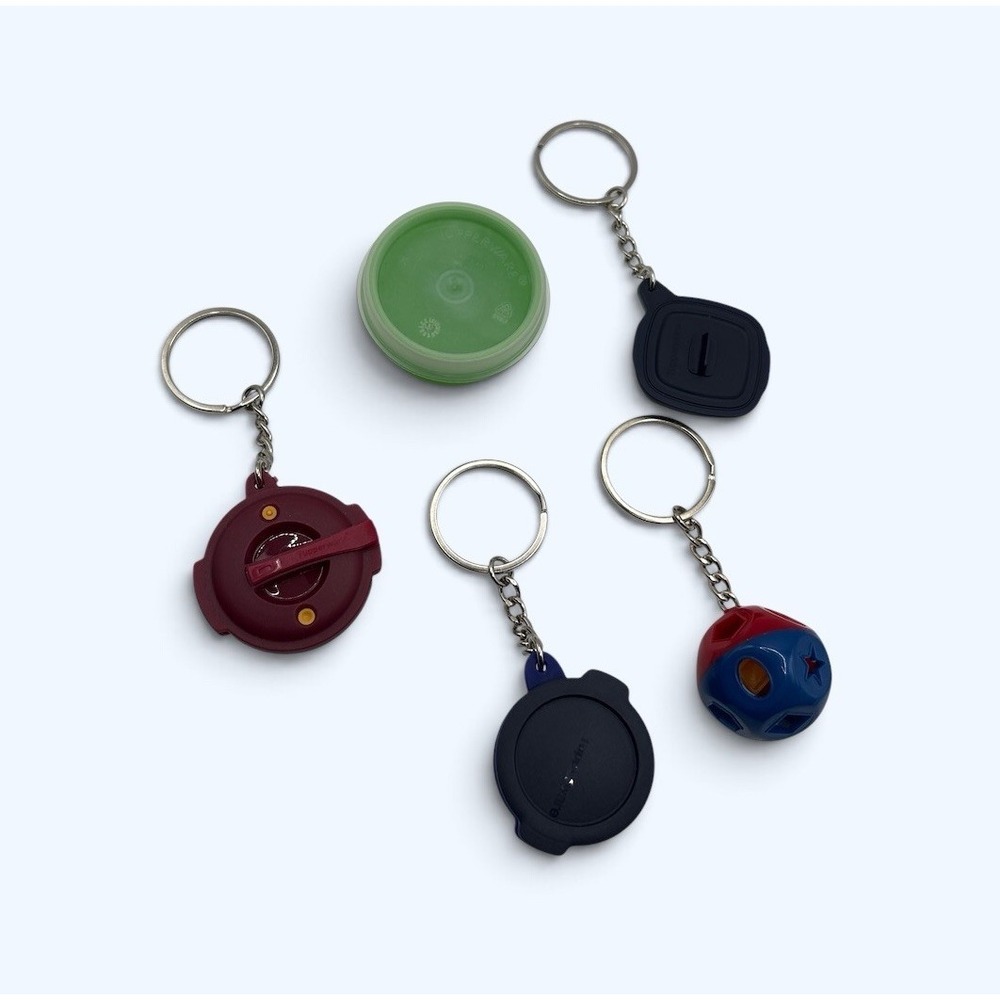 TUPPERWARE KEYCHAIN LOT OF 5 VINTAGE COLLECTIBLES